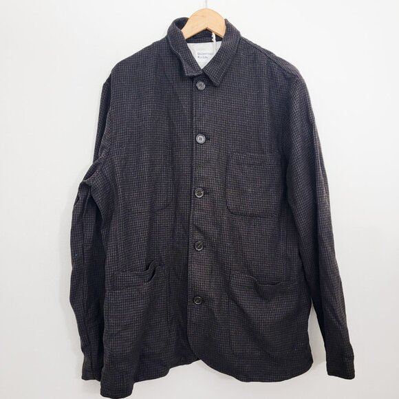 Universal Works Dogtooth Wool Mix Bakers Jacket in Brown XXL NWT - Picture 2 of 8